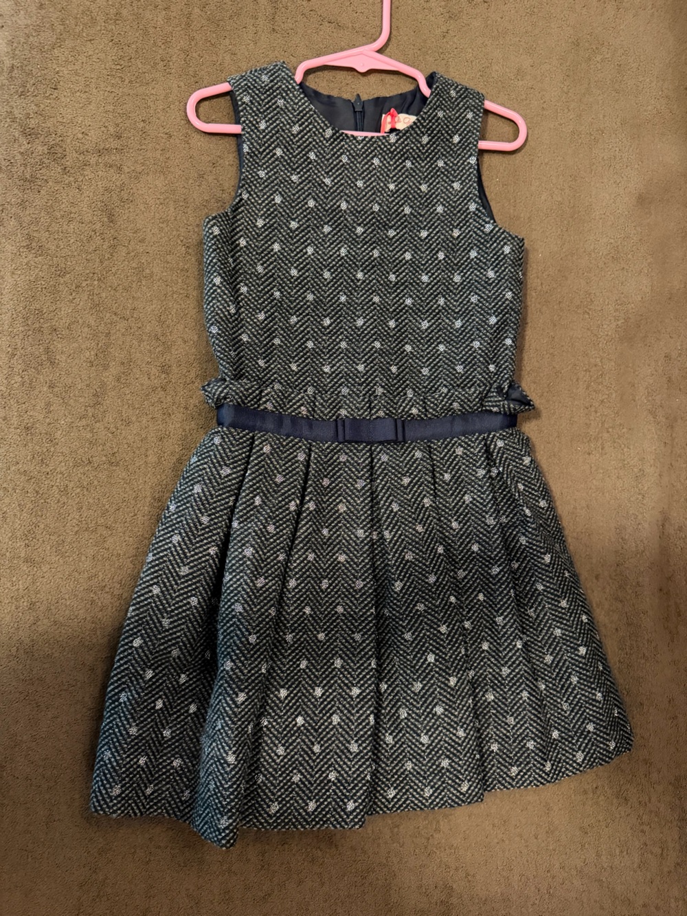 Lili Gaufrette Black and Pink Girl's Dress with Ribbon Tag